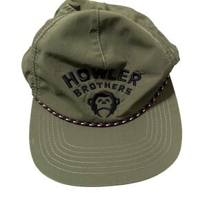 Howler Brothers Mens Olive Green Nylon Snapback Hat Monkey Logo Rope Cap